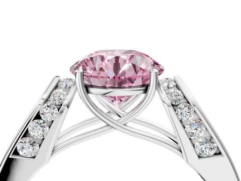 White gold Fancy Pink Round Cut Diamond Channel Set Solitaire Ring with Four-Prong Setting_52