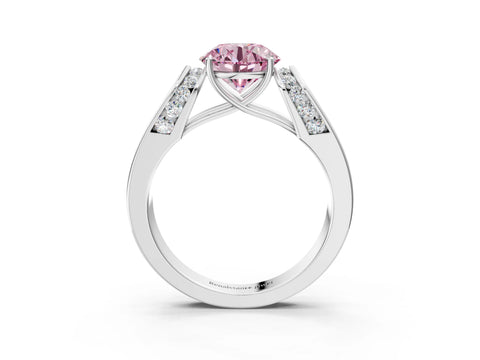 White gold Fancy Pink Round Cut Diamond Channel Set Solitaire Ring with Four-Prong Setting_53