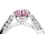 White gold Fancy Pink Round Cut Diamond Channel Set Solitaire Ring with Four-Prong Setting_54