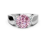 White gold Fancy Pink Round Cut Diamond Channel Set Solitaire Ring with Four-Prong Setting_62
