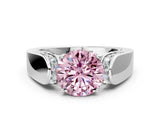 White gold Fancy Pink Round Cut Diamond Channel Set Solitaire Ring with Four-Prong Setting_68