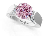 White gold Fancy Pink Round Cut Diamond Channel Set Solitaire Ring with Four-Prong Setting_71