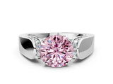 White gold Fancy Pink Round Cut Diamond Channel Set Solitaire Ring with Four-Prong Setting_76