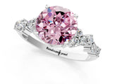 White gold Fancy Pink Round Cut Diamond Cluster Pavé Band with Four-Prong Setting_13