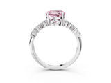 White gold Fancy Pink Round Cut Diamond Cluster Pavé Band with Four-Prong Setting_15