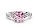 White gold Fancy Pink Round Cut Diamond Cluster Pavé Band with Four-Prong Setting_3