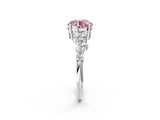 White gold Fancy Pink Round Cut Diamond Cluster Pavé Band with Four-Prong Setting_5