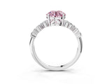 White gold Fancy Pink Round Cut Diamond Cluster Pavé Band with Four-Prong Setting_6