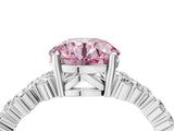 White gold Fancy Pink Round Cut Diamond Cluster Pavé Band with Four-Prong Setting_7
