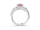 White gold Fancy Pink Round  Cut Diamond Cluster Ring with Round Accent Stones and Prong Setting on a Classic Band_32