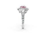 White gold Fancy Pink Round Cut Diamond Double Halo Ring with Pavé Band and Prong Setting_79