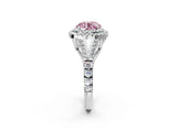White gold Fancy Pink Round Cut Diamond Double Halo Ring with Split Shank and Prong Setting_29