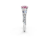 White gold Fancy Pink Round Cut Diamond Engagement Ring with Baguette Side Stones and Channel Set Band_31