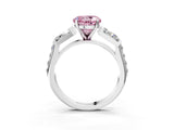 White gold Fancy Pink Round Cut Diamond Engagement Ring with Baguette Side Stones and Channel Set Band_32