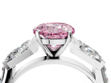 White gold Fancy Pink Round Cut Diamond Engagement Ring with Baguette Side Stones and Channel Set Band_33