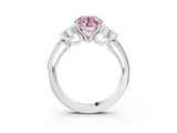 White gold Fancy Pink Round  Cut Diamond Engagement Ring with Bezel Set Round Side Stones and Prong Setting_27