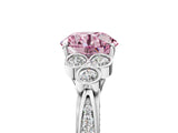 White gold Fancy Pink Round  Cut Diamond Engagement Ring with Bezel Set Round Side Stones and Prong Setting_29