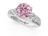 White gold Fancy Pink Round  Cut Diamond Engagement Ring with Pavé Band and Four-Prong Setting_4