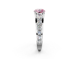 White gold Fancy Pink Round  Cut Diamond Engagement Ring with Pavé Band and Four-Prong Setting_5