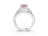 White gold Fancy Pink Round  Cut Diamond Engagement Ring with Pavé Band and Four-Prong Setting_6