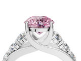 White gold Fancy Pink Round  Cut Diamond Engagement Ring with Pavé Band and Four-Prong Setting_7