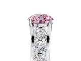 White gold Fancy Pink Round  Cut Diamond Engagement Ring with Pavé Band and Four-Prong Setting_8