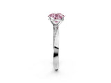 White gold Fancy Pink Round Cut Diamond Engagement Ring with Side Stone Accents and Four-Prong Setting_14