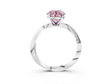White gold Fancy Pink Round Cut Diamond Engagement Ring with Side Stone Accents and Four-Prong Setting_15