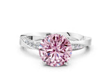 White gold Fancy Pink Round Cut Diamond Engagement Ring with Side Stone Accents and Four-Prong Setting_24