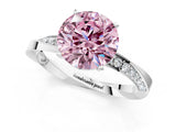 White gold Fancy Pink Round Cut Diamond Engagement Ring with Side Stone Accents and Four-Prong Setting_25