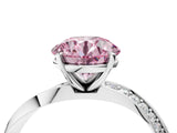 White gold Fancy Pink Round Cut Diamond Engagement Ring with Side Stone Accents and Four-Prong Setting_28