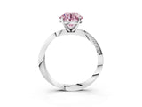 White gold Fancy Pink Round Cut Diamond Engagement Ring with Side Stone Accents and Four-Prong Setting_75