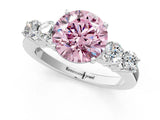 White gold Fancy Pink Round  Cut Diamond Five-Stone Prong Set White Gold Ring_30
