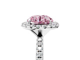 White gold Fancy Pink Round  Cut Diamond Floral Halo Engagement Ring with Pavé Band and Prong Setting_34