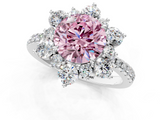 White gold Fancy Pink Round  Cut Diamond Floral Halo Pave Band with Prong Setting_1