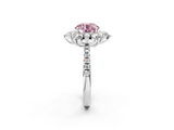 White gold Fancy Pink Round  Cut Diamond Floral Halo Pave Band with Prong Setting_2