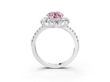 White gold Fancy Pink Round  Cut Diamond Floral Halo Pave Band with Prong Setting_3