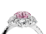 White gold Fancy Pink Round  Cut Diamond Floral Halo Pave Band with Prong Setting_4