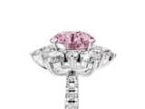 White gold Fancy Pink Round  Cut Diamond Floral Halo Pave Band with Prong Setting_5