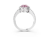 White gold Fancy Pink Round Cut Diamond Halo Engagement Ring with Pavé Band and Prong Setting_42