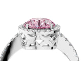 White gold Fancy Pink Round Cut Diamond Halo Engagement Ring with Pavé Band and Prong Setting_43
