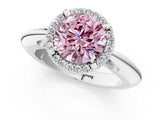 White gold Fancy Pink Round  Cut Diamond Halo Engagement Ring with Split Shank and Four-Prong Setting_29