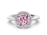 White gold Fancy Pink Round  Cut Diamond Halo Engagement Ring with Split Shank and Four-Prong Setting_29