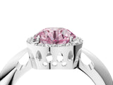White gold Fancy Pink Round  Cut Diamond Halo Engagement Ring with Split Shank and Four-Prong Setting_33
