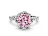 White gold Fancy Pink Round Cut Diamond Halo Pave Band with Four-Prong Setting_3