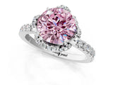 White gold Fancy Pink Round Cut Diamond Halo Pave Band with Four-Prong Setting_4