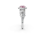 White gold Fancy Pink Round Cut Diamond Halo Ring with Milgrain Pavé Band and Four-Prong Setting_30
