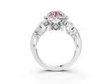 White gold Fancy Pink Round Cut Diamond Halo Ring with Milgrain Pavé Band and Four-Prong Setting_31