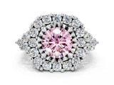 White gold Fancy Pink Round Cut Diamond Halo Ring with Pavé Band and Four-Prong Setting_29