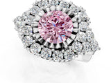 White gold Fancy Pink Round Cut Diamond Halo Ring with Pavé Band and Four-Prong Setting_30